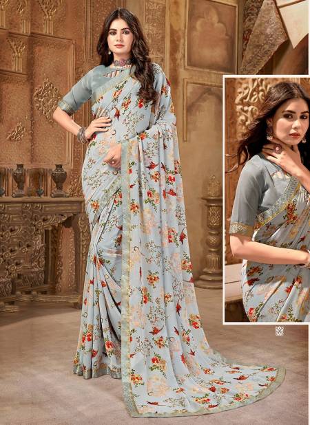 Gray Colour Ashika KALKI Fancy Printed Designer Casual Wear Saree Collection 5216